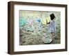 Little Girl Hanging Laundry-Nora Hernandez-Framed Premium Giclee Print