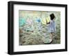 Little Girl Hanging Laundry-Nora Hernandez-Framed Premium Giclee Print