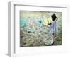 Little Girl Hanging Laundry-Nora Hernandez-Framed Premium Giclee Print