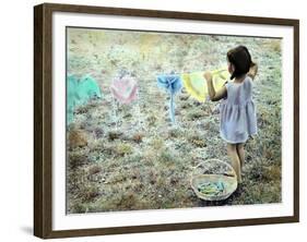 Little Girl Hanging Laundry-Nora Hernandez-Framed Giclee Print