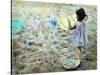 Little Girl Hanging Laundry-Nora Hernandez-Stretched Canvas