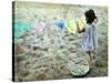 Little Girl Hanging Laundry-Nora Hernandez-Stretched Canvas