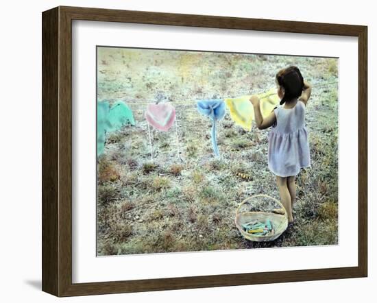 Little Girl Hanging Laundry-Nora Hernandez-Framed Giclee Print