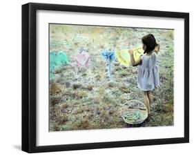 Little Girl Hanging Laundry-Nora Hernandez-Framed Giclee Print