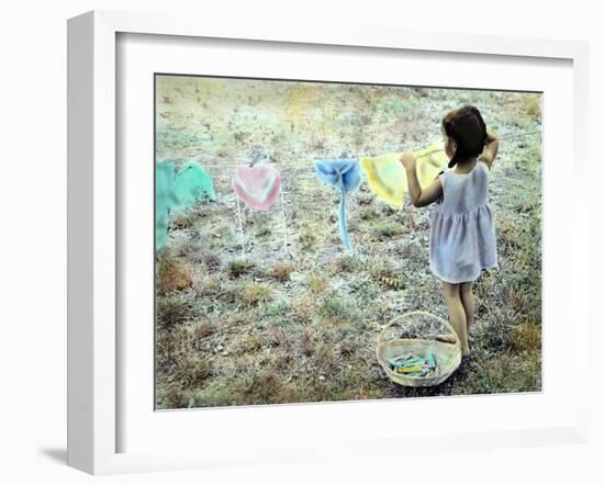 Little Girl Hanging Laundry-Nora Hernandez-Framed Giclee Print