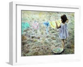 Little Girl Hanging Laundry-Nora Hernandez-Framed Giclee Print