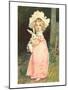 Little Girl Holding Rabbit-null-Mounted Art Print