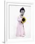 Little Girl Holding Sunflower-Nora Hernandez-Framed Giclee Print