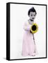 Little Girl Holding Sunflower-Nora Hernandez-Framed Stretched Canvas