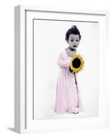 Little Girl Holding Sunflower-Nora Hernandez-Framed Giclee Print