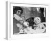 Little Girl Hosts a Tea Party, Three Bears and a Doll Attend-null-Framed Photographic Print