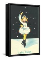 Little Girl Ice Skater in Lake Placid, New York-null-Framed Stretched Canvas