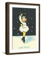 Little Girl Ice Skater in Lake Placid, New York-null-Framed Art Print