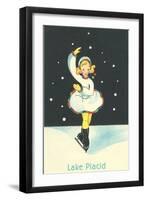 Little Girl Ice Skater in Lake Placid, New York-null-Framed Art Print