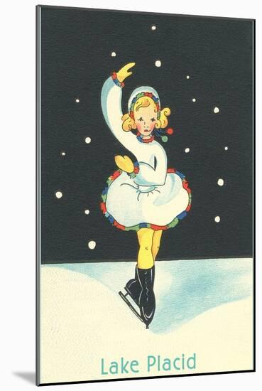 Little Girl Ice Skater in Lake Placid, New York-null-Mounted Art Print