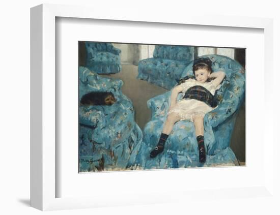 Little Girl in a Blue Armchair, c.1878-Mary Cassatt-Framed Art Print