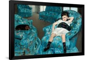 Little Girl in a Blue Armchair. Dated: 1878. Dimensions: overall: 89.5 x 129.8 cm (35 1/4 x 51 1...-Mary Cassatt-Framed Poster