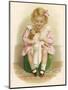 Little Girl in a Pink Dress with a Pink Ribbon in Her Hair Dresses Her Doll-Ida Waugh-Mounted Art Print