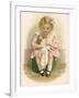 Little Girl in a Pink Dress with a Pink Ribbon in Her Hair Dresses Her Doll-Ida Waugh-Framed Art Print