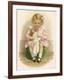 Little Girl in a Pink Dress with a Pink Ribbon in Her Hair Dresses Her Doll-Ida Waugh-Framed Art Print