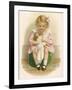 Little Girl in a Pink Dress with a Pink Ribbon in Her Hair Dresses Her Doll-Ida Waugh-Framed Art Print