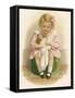 Little Girl in a Pink Dress with a Pink Ribbon in Her Hair Dresses Her Doll-Ida Waugh-Framed Stretched Canvas