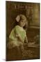 Little Girl in Green Dress on Birthday Postcard-null-Mounted Photographic Print