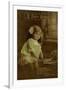 Little Girl in Green Dress on Birthday Postcard-null-Framed Photographic Print