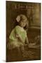 Little Girl in Green Dress on Birthday Postcard-null-Mounted Photographic Print