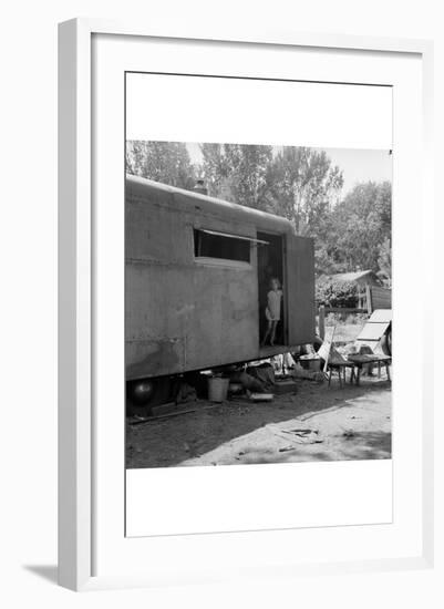 Little Girl in Hous Trailer-Dorothea Lange-Framed Art Print