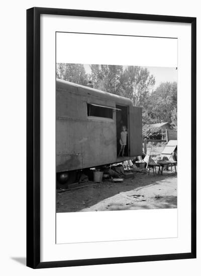 Little Girl in Hous Trailer-Dorothea Lange-Framed Art Print