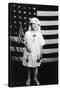 Little Girl in Nurses Outfit Holding US Flag-Lantern Press-Stretched Canvas