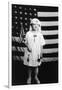 Little Girl in Nurses Outfit Holding US Flag-Lantern Press-Framed Art Print