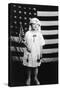 Little Girl in Nurses Outfit Holding US Flag-Lantern Press-Stretched Canvas