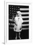 Little Girl in Nurses Outfit Holding US Flag-Lantern Press-Framed Art Print