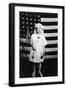 Little Girl in Nurses Outfit Holding US Flag-Lantern Press-Framed Art Print