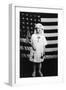 Little Girl in Nurses Outfit Holding US Flag-Lantern Press-Framed Art Print