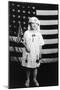 Little Girl in Nurses Outfit Holding US Flag-Lantern Press-Mounted Art Print