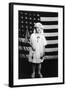 Little Girl in Nurses Outfit Holding US Flag-Lantern Press-Framed Art Print