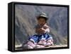 Little Girl in Traditional Dress, Colca Canyon, Peru, South America-Jane Sweeney-Framed Stretched Canvas