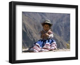 Little Girl in Traditional Dress, Colca Canyon, Peru, South America-Jane Sweeney-Framed Photographic Print