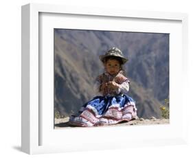 Little Girl in Traditional Dress, Colca Canyon, Peru, South America-Jane Sweeney-Framed Photographic Print