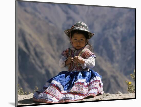 Little Girl in Traditional Dress, Colca Canyon, Peru, South America-Jane Sweeney-Mounted Photographic Print