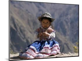 Little Girl in Traditional Dress, Colca Canyon, Peru, South America-Jane Sweeney-Mounted Photographic Print