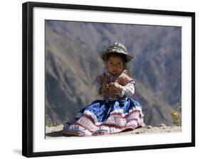 Little Girl in Traditional Dress, Colca Canyon, Peru, South America-Jane Sweeney-Framed Photographic Print