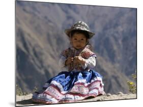 Little Girl in Traditional Dress, Colca Canyon, Peru, South America-Jane Sweeney-Mounted Photographic Print