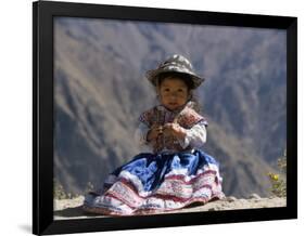 Little Girl in Traditional Dress, Colca Canyon, Peru, South America-Jane Sweeney-Framed Photographic Print