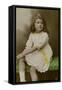 Little Girl in White Dress with Yellow Trimmings-null-Framed Stretched Canvas