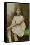 Little Girl in White Dress with Yellow Trimmings-null-Framed Stretched Canvas