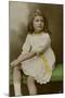 Little Girl in White Dress with Yellow Trimmings-null-Mounted Photographic Print